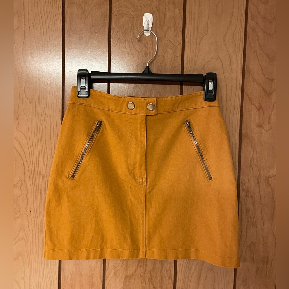 Orange Skirt with Zipper Pockets